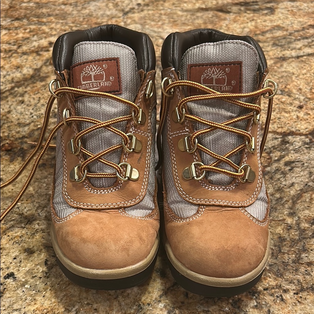 Timberland Kids Tan and Gray Boots